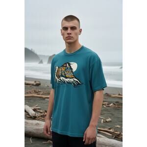 Vintage 1995 J. Gamble Men's Teal L Dance of the Chilkat T-Shirt Native Pacific